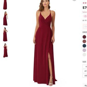 Azazie Davis Bridesmaid Dress Burgundy Strappy Slit